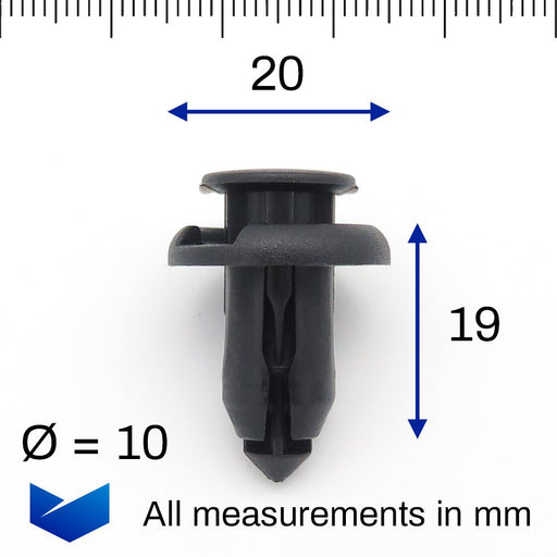 10mm Push Fit Plastic Rivet, Black - VehicleClips