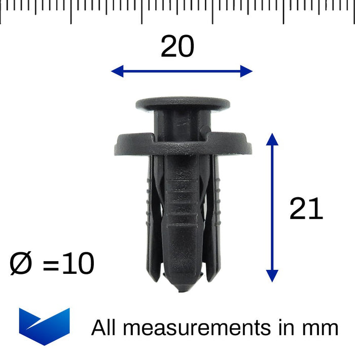 10mm Push Fit Plastic Rivet Clips - VehicleClips