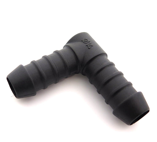 14mm Car Heater & Breather Hose Connector, 90° Nylon PA66 - VehicleClips