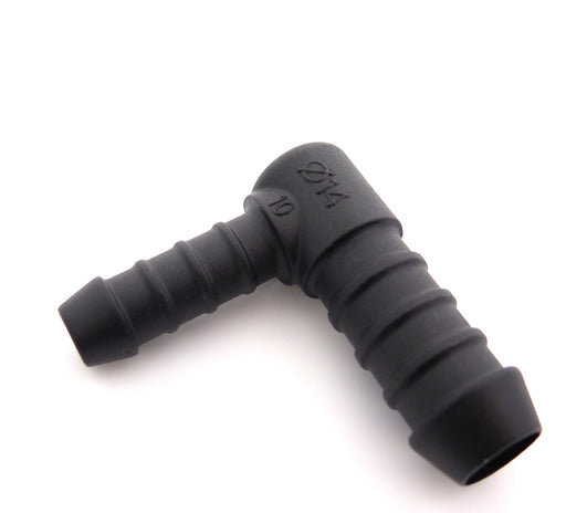 14mm to 10mm Car Heater & Breather Hose Connector, 90° Nylon PA66 - VehicleClips
