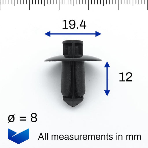8mm Push Fit Plastic Trim Clips, Nissan 01553-06721 - VehicleClips