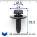 SEM Screw, M8 x 30mm with 24mm Washer, Black - VehicleClips