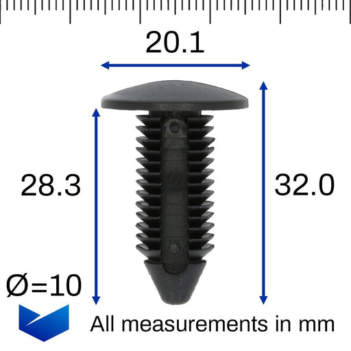 10mm Hole Fir Tree Clip, Black, Ford N804379S - VehicleClips
