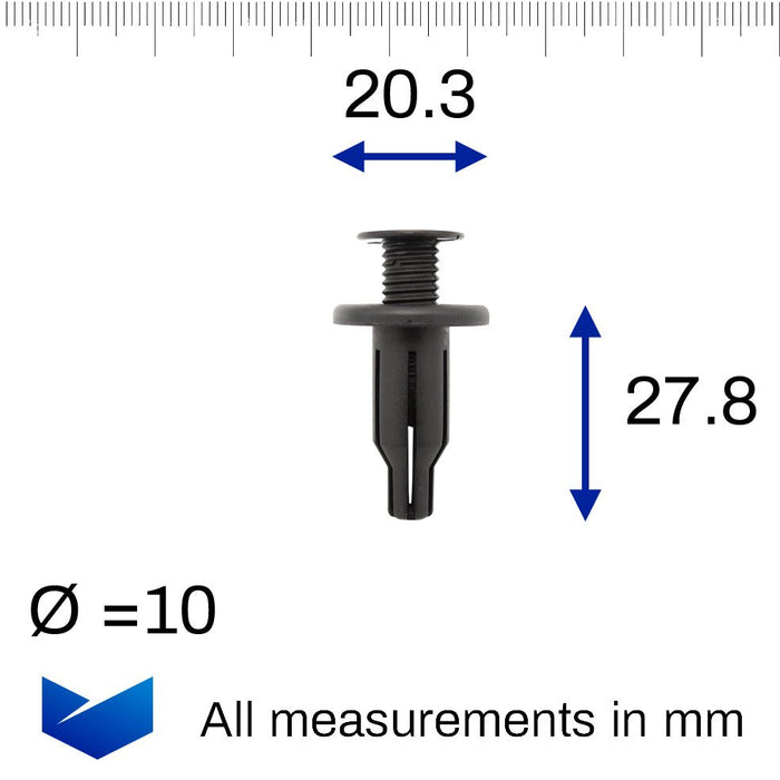 10mm Plastic Bumper Clips - Front & Rear Bumper Fasteners - Honda 91502 - SP0 - 003 - VehicleClips
