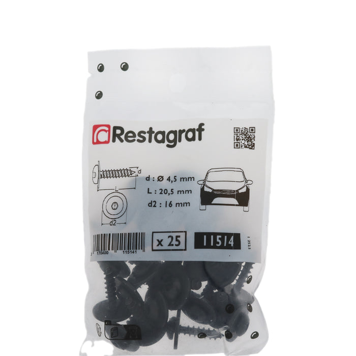 Restagraf- Soft Material Screw Ø 4,5 X 20.5 mm Bumper And Wheel Housing Cover (Pack of 25 Pieces)- Citroen 6925N0