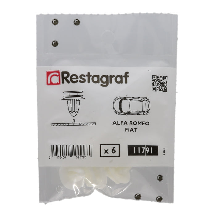 Restagraf- Moulding Clip Ø 8 Mm Cowl Air Intake Grid (Pack of 6 Pieces)- Fiat 71765450