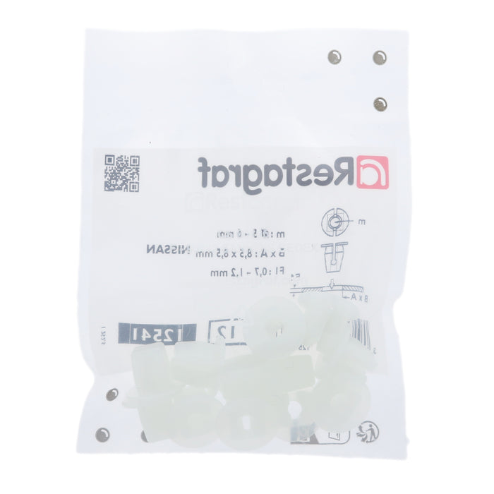 Restagraf- Plastic Nut Ø 5 → 6 mm Door Mechanism (Pack of 12 Pieces)- Nissan 0128100801 / 01281-00801