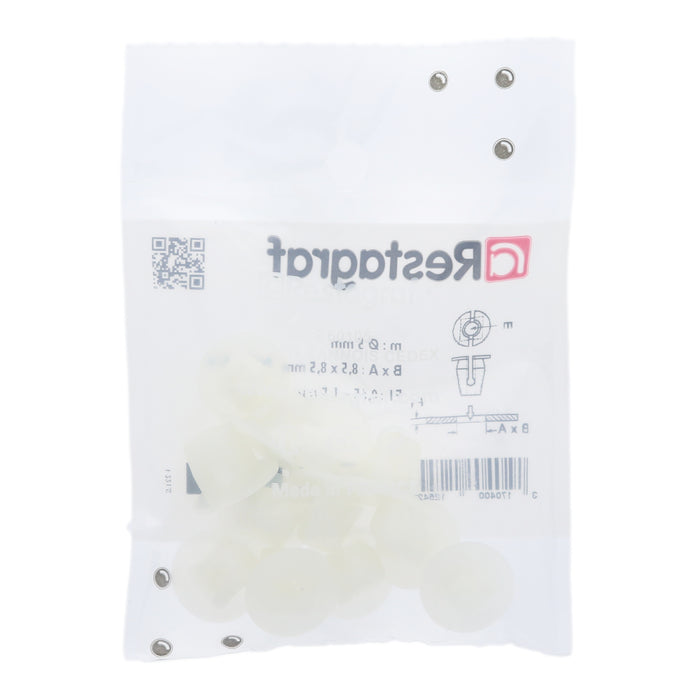 Restagraf- Plastic Nut Ø 5 mm Wheel Housing Cover (Pack of 12 Pieces)- Nissan 0128100831 / 01281-00831