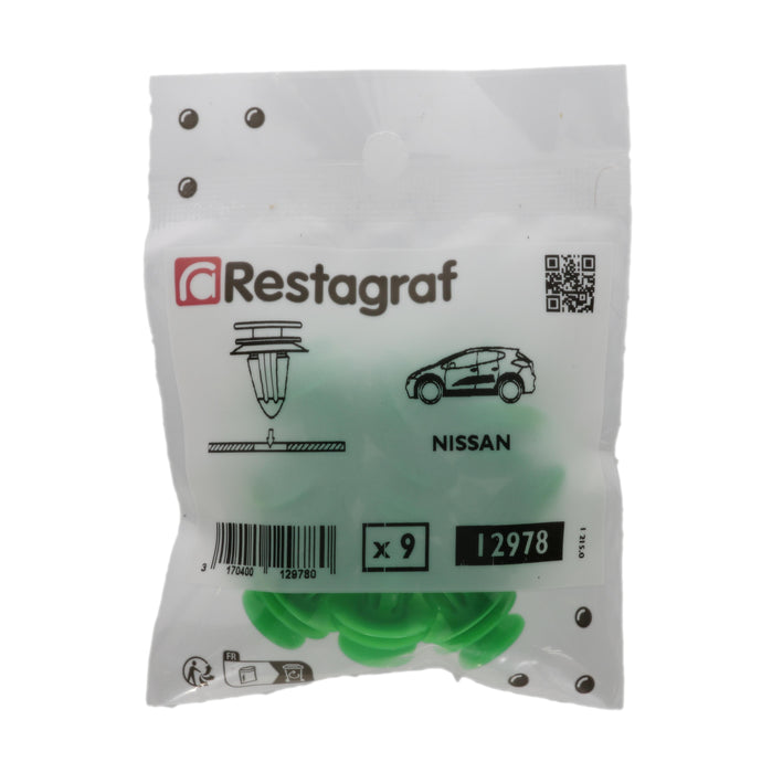 Restagraf- Panel Clip Ø 8 mm Fender Flares (Pack of 9 Pieces)- Nissan 0155310641 / 01553-10641