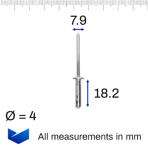 4mm Hole Aluminium Rivet, Mazda BN8F50355 - VehicleClips