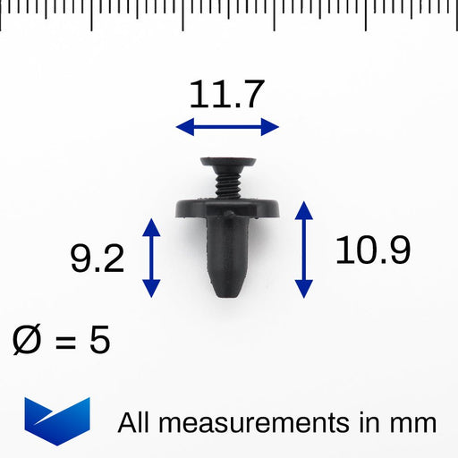 5mm Oval Collared Screw Fit Plastic Fastener, Mazda GJ6E50715A GJ6E50715B - VehicleClips