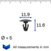 5mm Plastic Button Clip for Rubber Door Seals, Citroen 6999T4 - VehicleClips