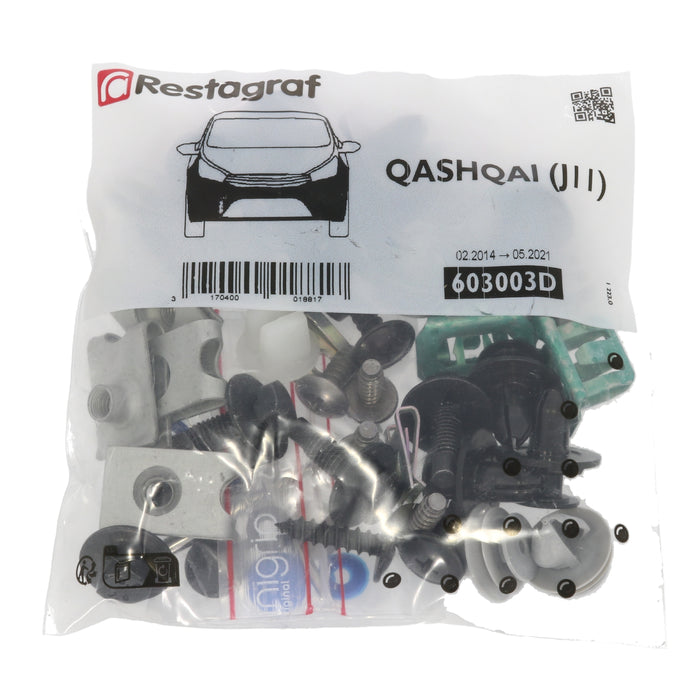 Restagraf Full Front Bumper Fixings & Fasteners- Fitting Kit, Qashqai Qashqai (02.2014 → 05.2021) , Nissan KE9804E100, KE980-4E100