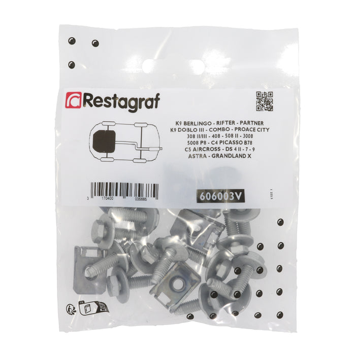 Restagraf Full Engine Undertray Fixings & Fasteners- Fitting Kit, Partner Van 308 308 408 508 3008 3008 5008 Rifter 308 (2013-2021) 308 (2021 on) 408 (2023 on) 508 (2018 on) 3008 (2016 on) 5008 (2016 on) Partner Van (2018 on) Rifter (2018 on)