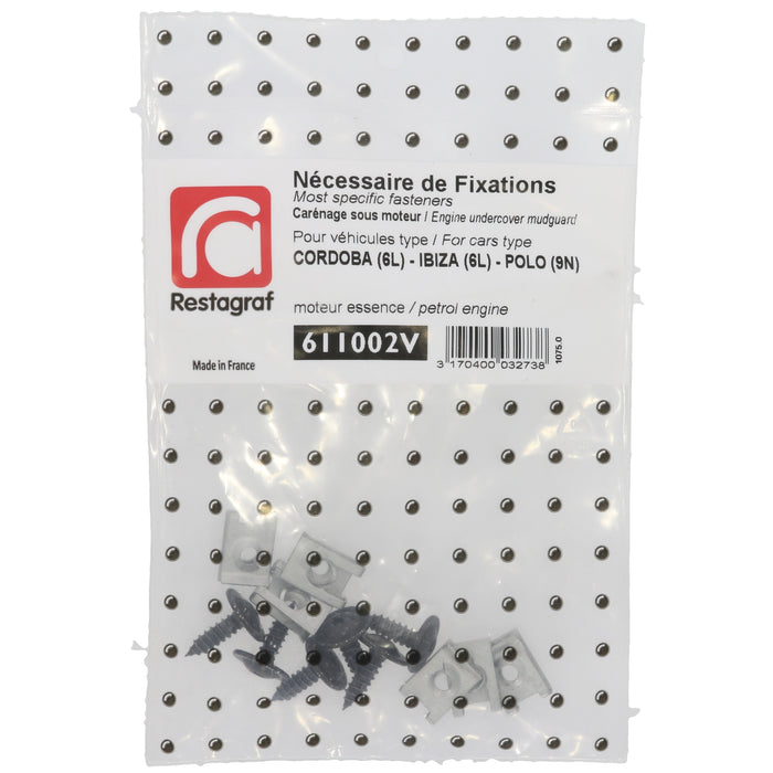 Restagraf Full Engine Undertray Fixings & Fasteners- Fitting Kit, Polo (12.2001 → 09.2009) Petrol, Volkswagen