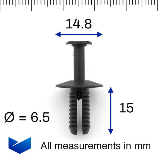 6.5mm Push Fit Plastic Rivet, BMW 51111908077 - VehicleClips