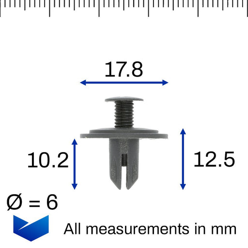 6.5mm Screw Fit Body Trim Clip, Honda 90688SB0013, 90688 - SB0 - 013 - VehicleClips