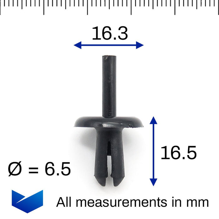 6mm Plastic Rivet for Land Rover Defender Door Card & Wheel Arch Flare - AFU1075, MWC9918PMA - VehicleClips