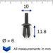 6mm Push Pin Plastic Rivet, Arches, Bumpers & Trim, Porsche 99959171240 , 999 - 591 - 712 - 40 - VehicleClips