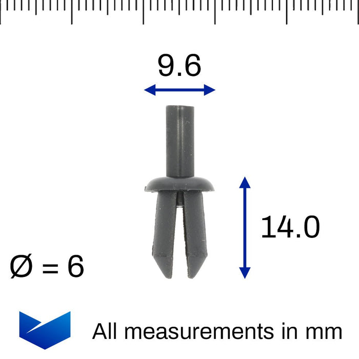 6mm Push Pin Plastic Rivet, BMW 51467002606, 51 46 7 002 606 - VehicleClips