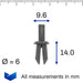 6mm Push Pin Plastic Rivet, BMW 51467002606, 51 46 7 002 606 - VehicleClips