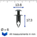 6mm Screw Fit Plastic Fastener, Windscreen Cowls, Nissan 6686001W01, 66860 - 01W01 - VehicleClips