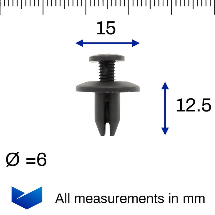 6mm Screw Fit Plastic Rivets for Suzuki Splashguards, Lining & Trim Panels 09409 - 06319 - VehicleClips