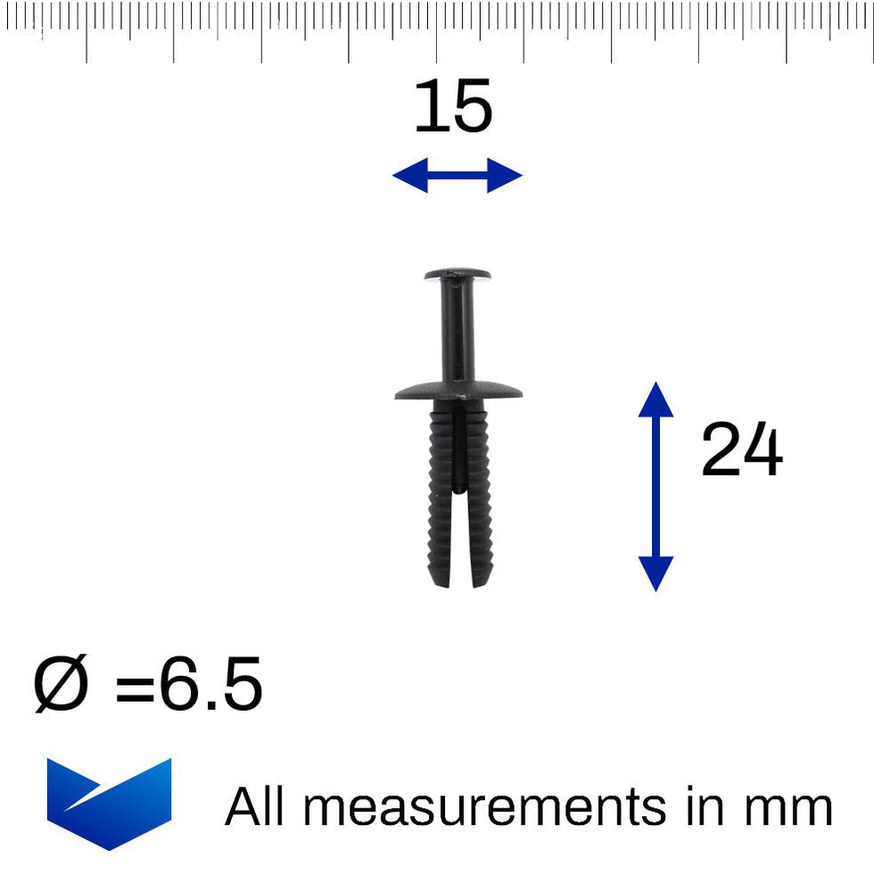 6mm Universal Push Fit Plastic Spreader Rivet — VehicleClips