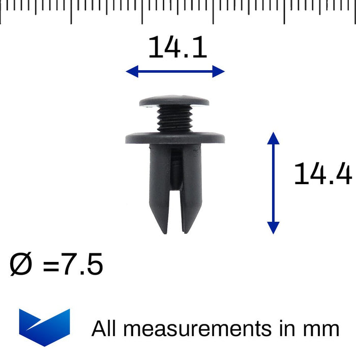 7.5mm Screw Fit Plastic Trim Clip, Toyota 90467 - 07072 - 22 - VehicleClips