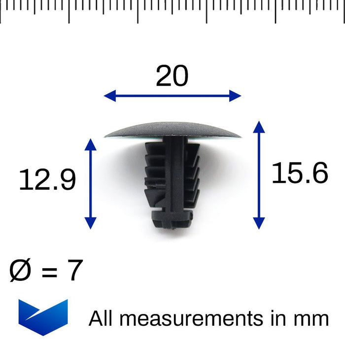 7mm Fir Tree Clip, Black, Fiat 735266957 - VehicleClips
