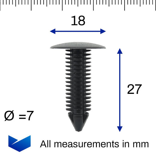 7mm Fir Tree Clips - Fits Land Rover Defender Headliner, Bumper End Caps & Radiator Grille - VehicleClips