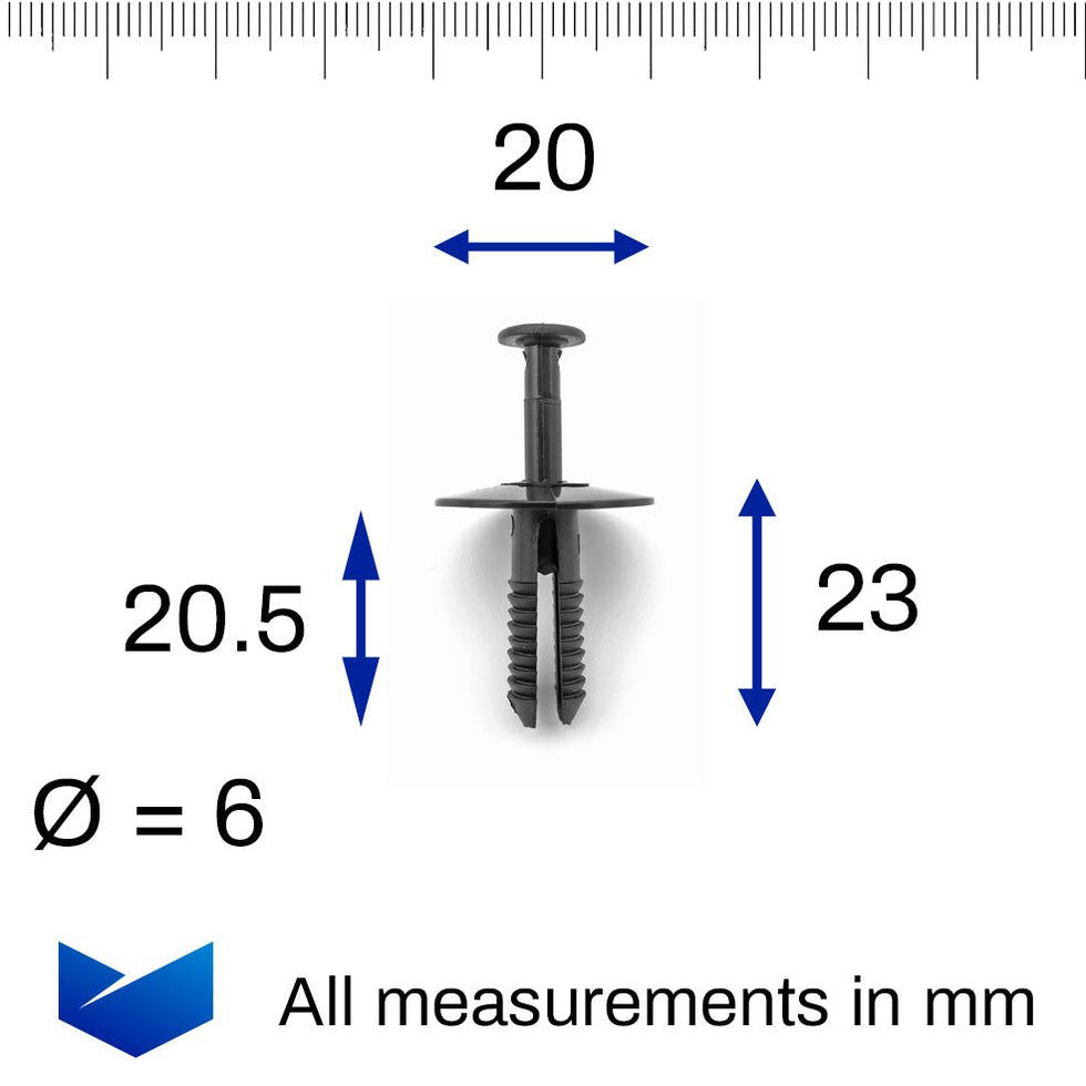 7mm Push Fit Black Plastic Rivet 90508809 — VehicleClips