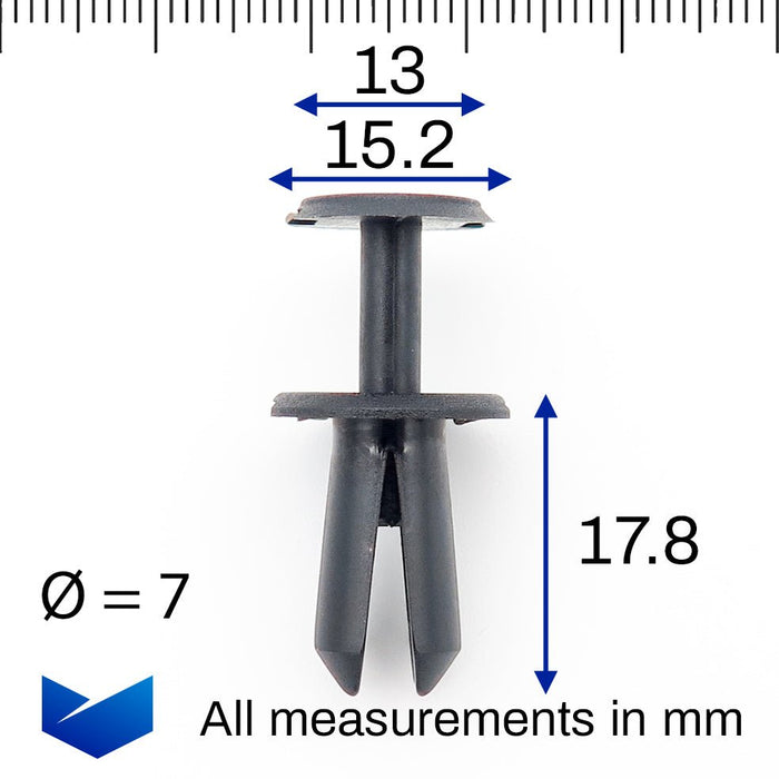 7mm Push Fit Plastic Rivet Clip, Mercedes A0009919440 - VehicleClips