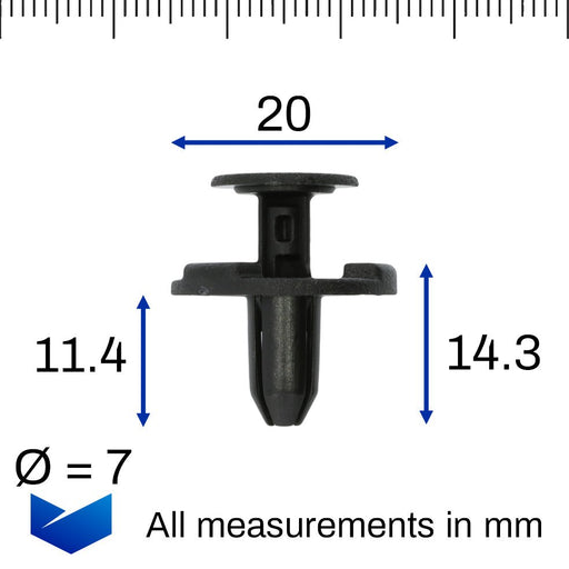 7mm Push Fit Plastic Trim Clip for Undertrays, Arch Linings & Trim, Suzuki 0940907340 - VehicleClips