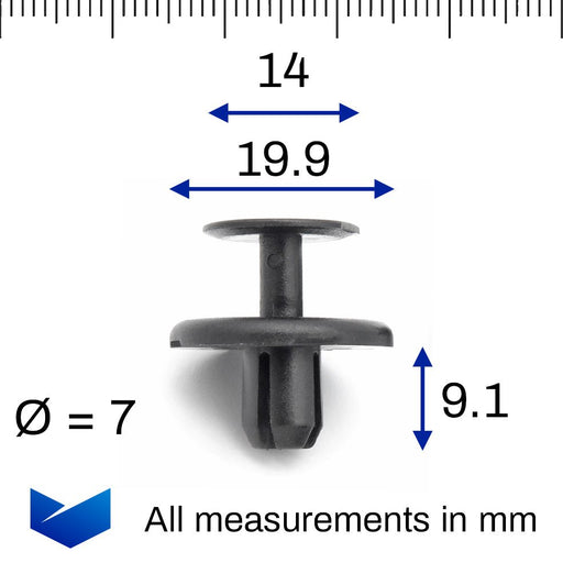 7mm Push Fit Plastic Trim Clip, Toyota 90467 - 07214 - VehicleClips