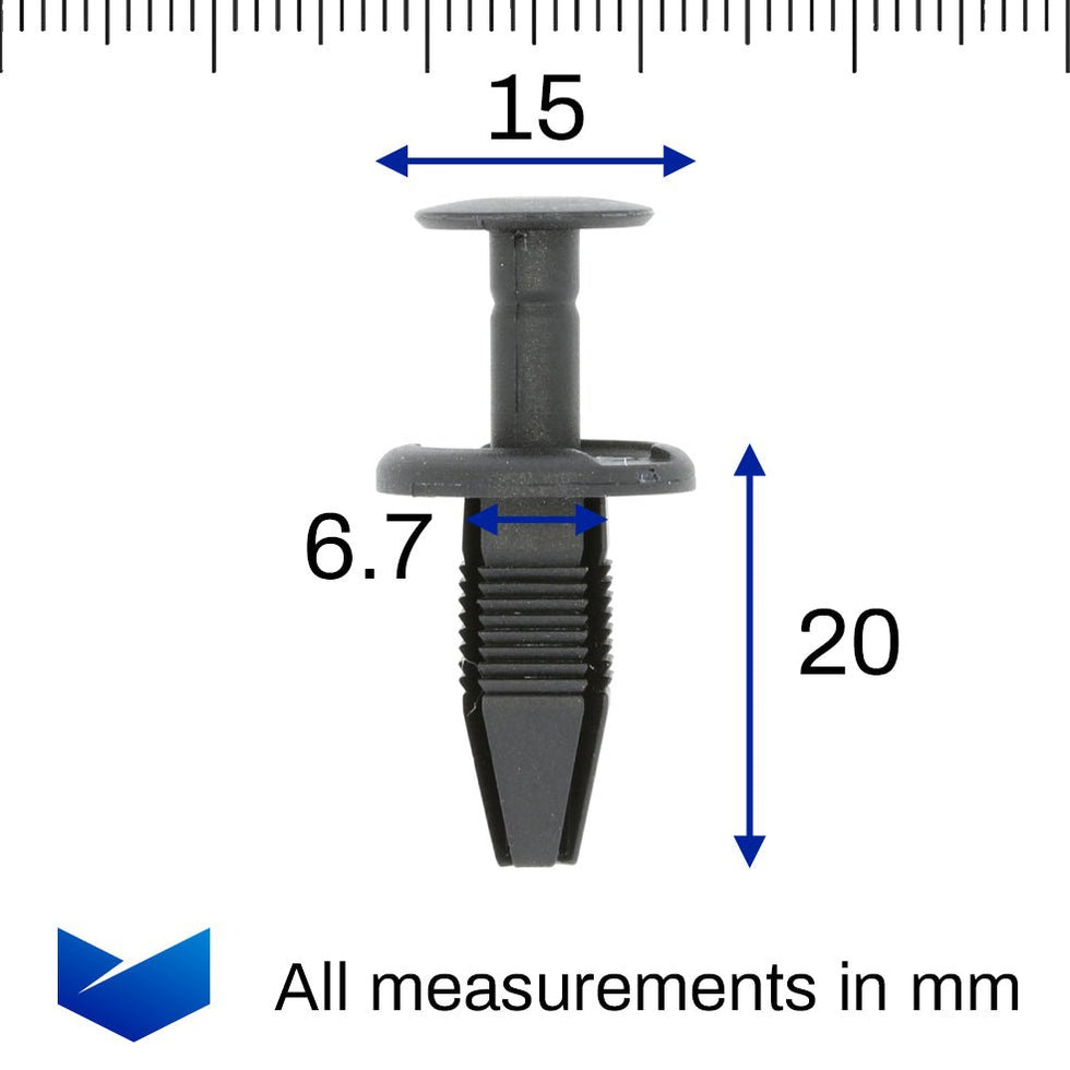 7mm Square Hole Push Fit Plastic Rivet, Mini 51472754477 — VehicleClips