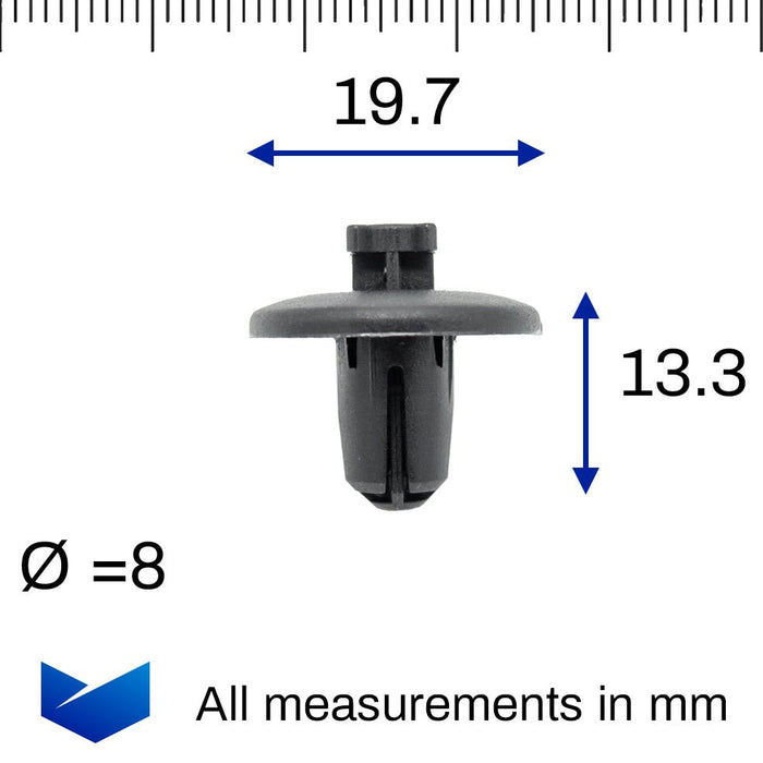 8mm Black Plastic Trim Clips - Citroen 7013J0, 8211VW - VehicleClips