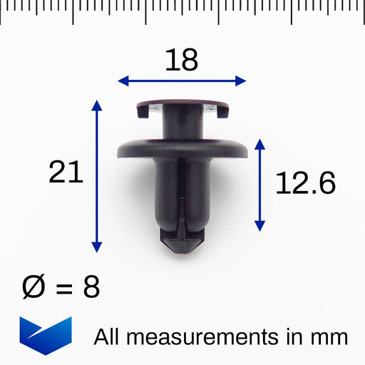 8mm Push Fit, Easy Release Trim Clip, Subaru 909130067 - VehicleClips