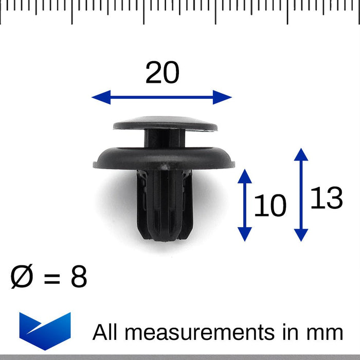 8mm Push Fit Plastic Clips, Toyota 9046708217 - VehicleClips