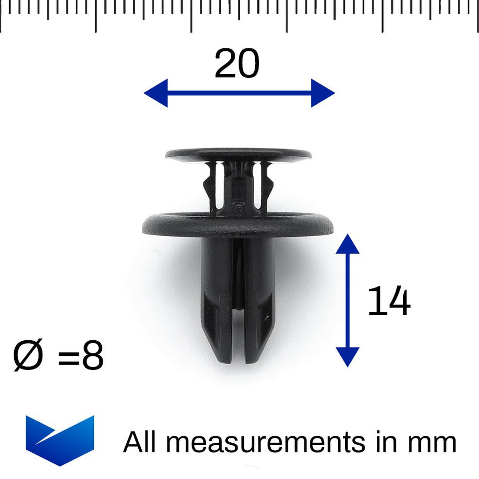 8mm Push Fit Plastic Rivet, Mazda BGV4-56-145 — VehicleClips