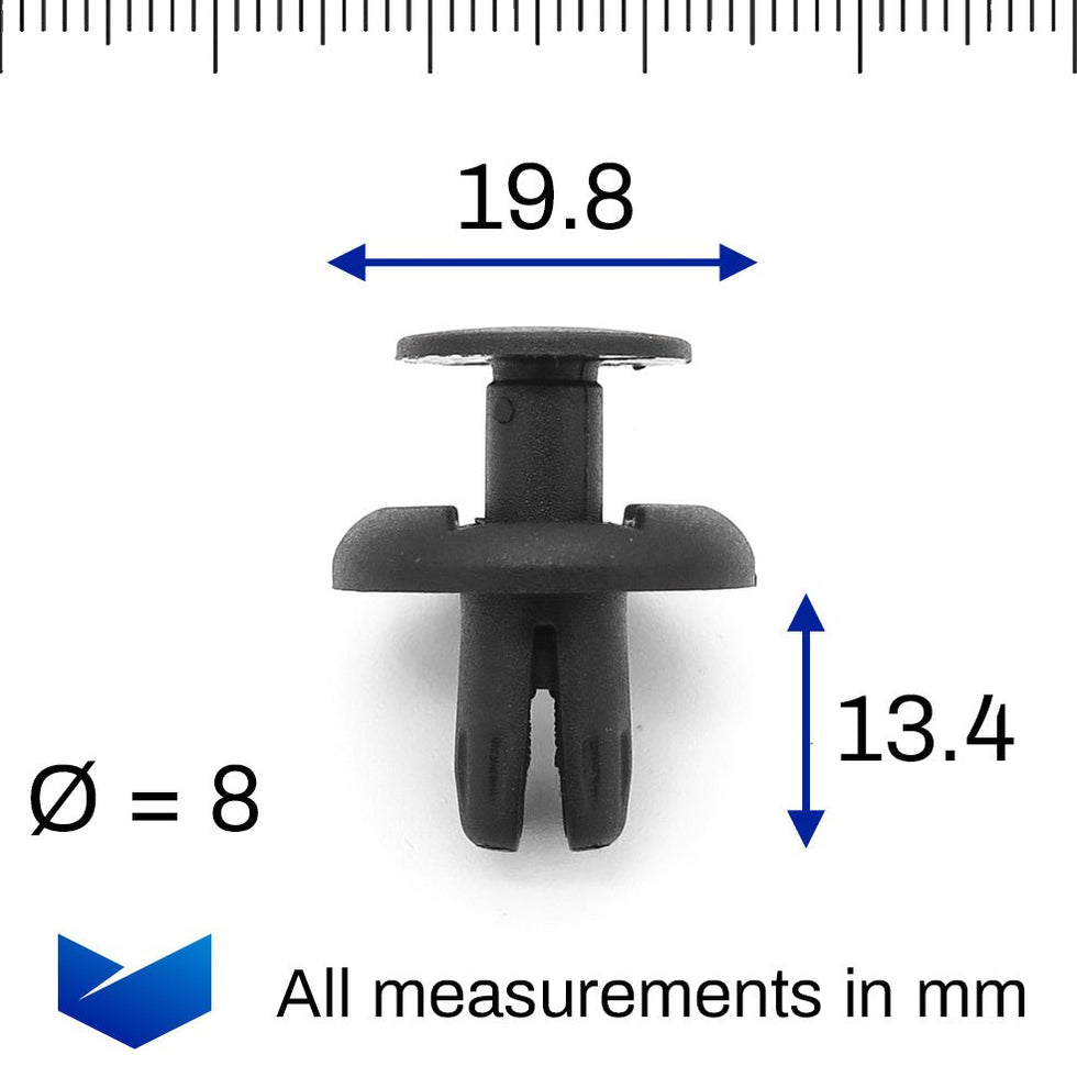 Mini Plastic Rivet 8mm Push Fit Plastic Rivet, Mini 07147401727 — VehicleClips
