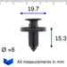 8mm Push Fit Plastic Rivet, Nissan 11296 - AG000 - VehicleClips