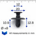 8mm Push Fit Plastic Rivet, Peugeot 7401HV - VehicleClips
