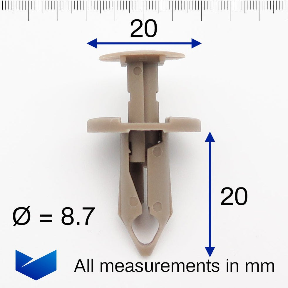 8mm Push Fit Rivets- Perfect for Volkswagen Van Linings, Beige / Brown ...