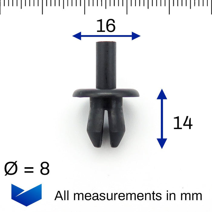 8mm Push Pin Plastic Rivet, Audi N0385494 - VehicleClips