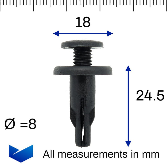 8mm Screw Fit Rivet for Bumpers, Sideskirt & Grilles - Honda 90505 - SM4 - 003 - VehicleClips