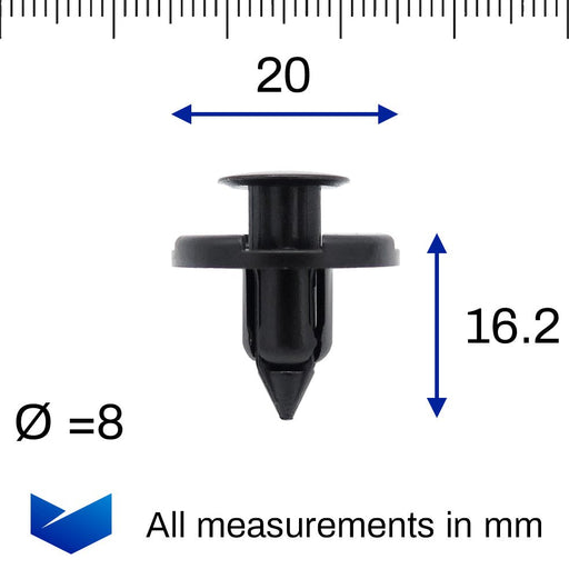 8mm Trim Clip for Bumpers, Splashguards, Liners etc - Nissan 01553 - 09321 - VehicleClips