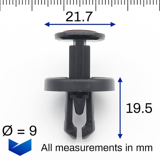 9mm Push Fit Plastic Rivet, Toyota 9046709242 ,90467 - 09242 - VehicleClips