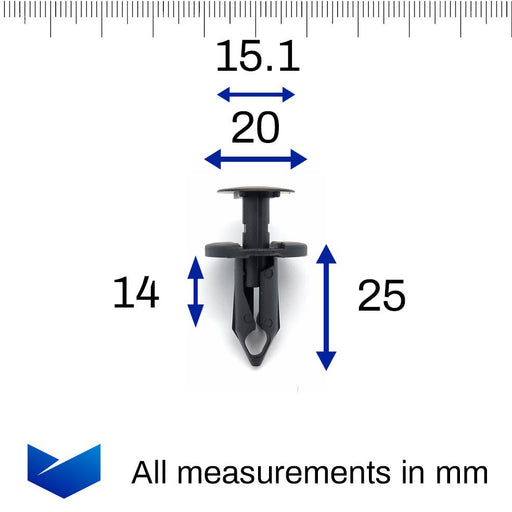 9mm Push Fit Rivets - Perfect for Volkswagen Van Linings, Black - 8E0825267 - VehicleClips