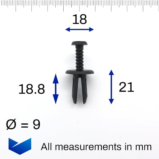 9mm Screw Fit Bumper & Wheel Arch Lining Clips, Fiat 51877375 - VehicleClips